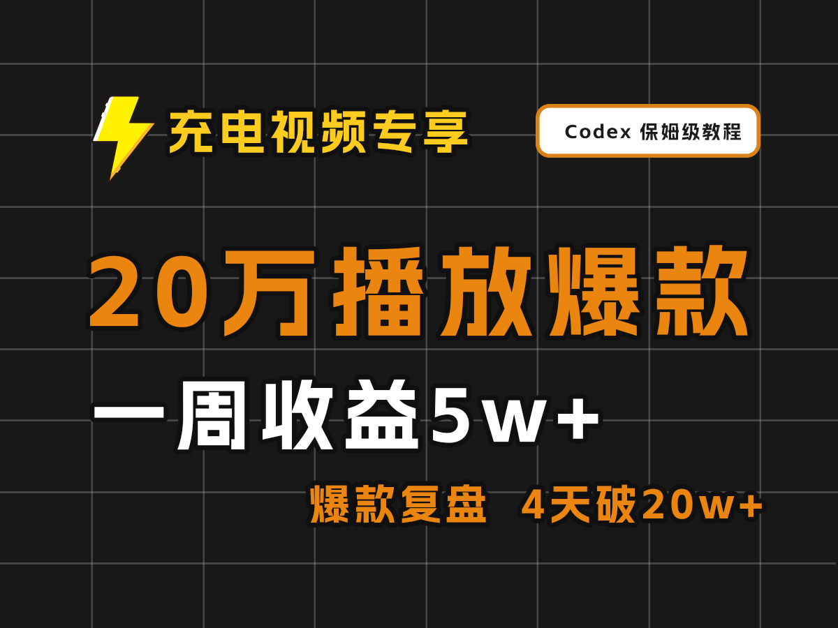 20万播放后一周收益5w+课程封面